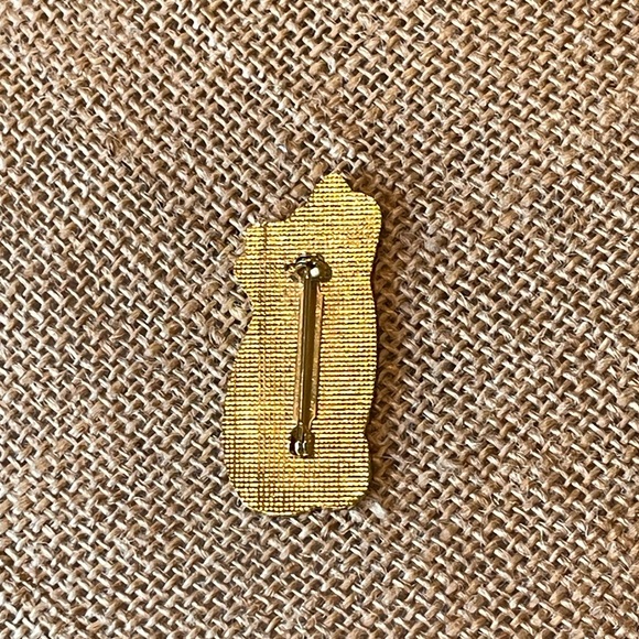 Cloisonne black cat brooch pin gold tone - Picture 5 of 6